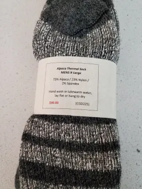 S225 Alpaca Thermal Sock Black Stripe Mens XL