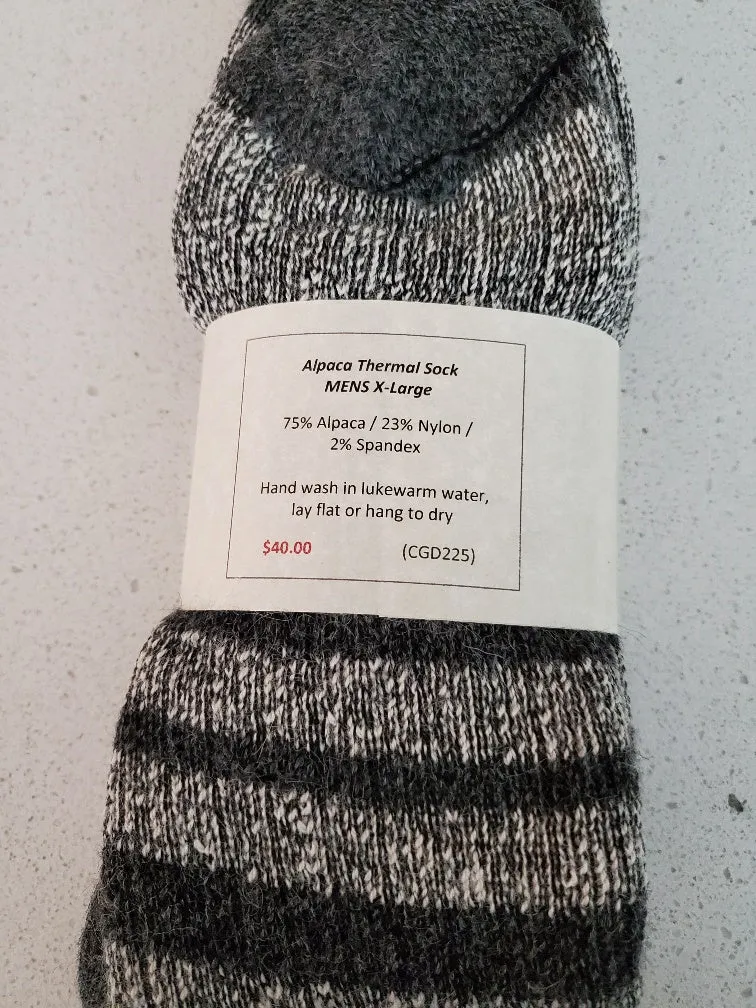 S225 Alpaca Thermal Sock Black Stripe Mens XL