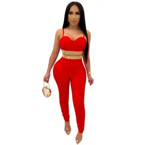 Sexy Off Shoulder Women Suit Diamond Pullover Strapless  Bodycon Outfit Tracksuit Women Party Night Clubwear Outfit Women Set
