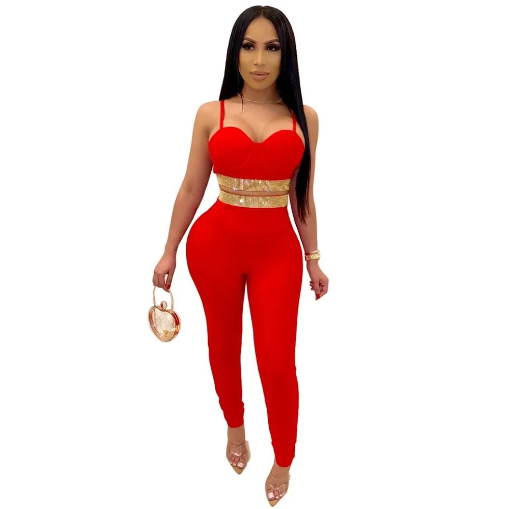 Sexy Off Shoulder Women Suit Diamond Pullover Strapless  Bodycon Outfit Tracksuit Women Party Night Clubwear Outfit Women Set