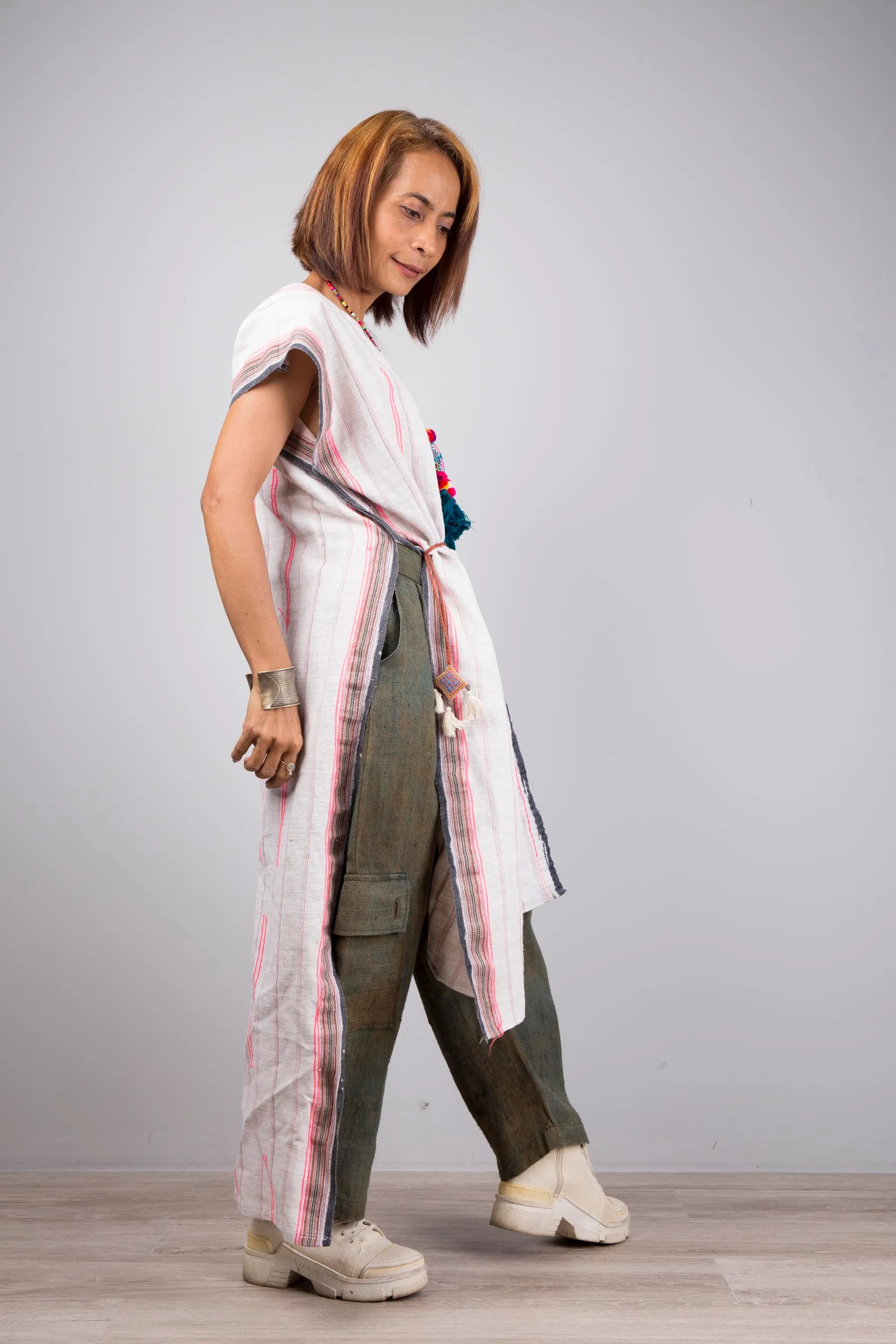 Sleeveless poncho tunic dress