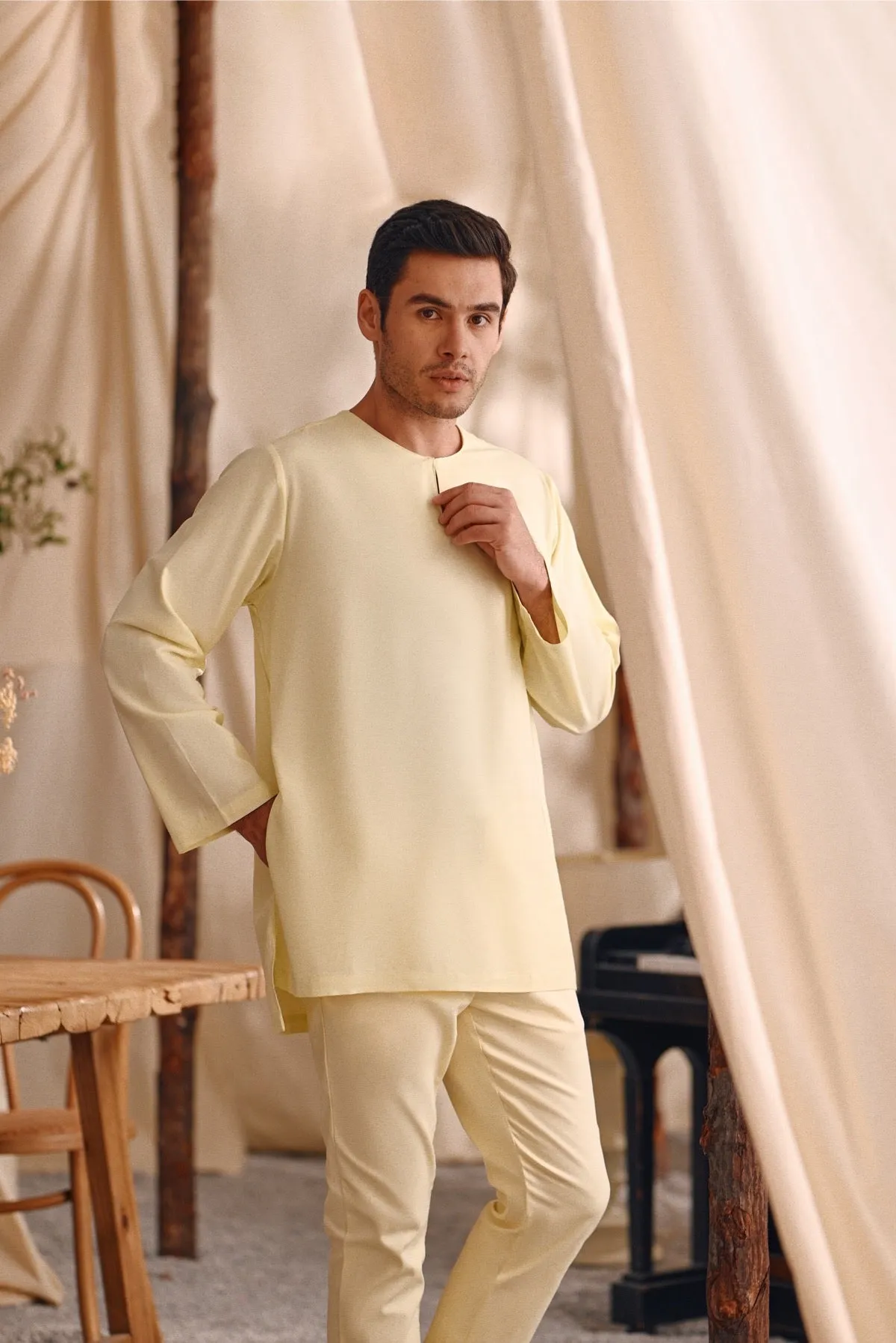 The Bayu Men Kurta - Baby Yellow