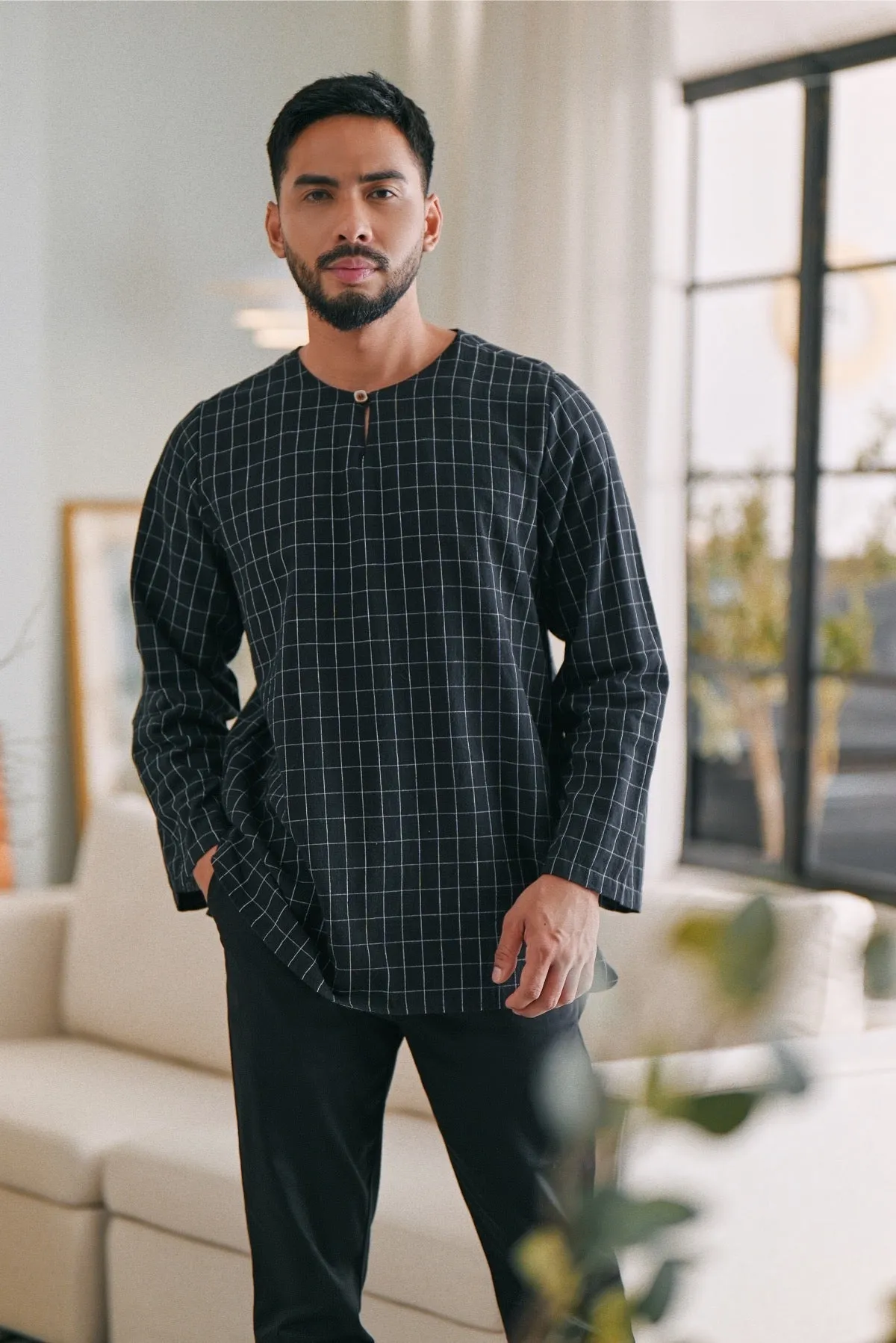 The Caya Men Kurta - Good Black Checked