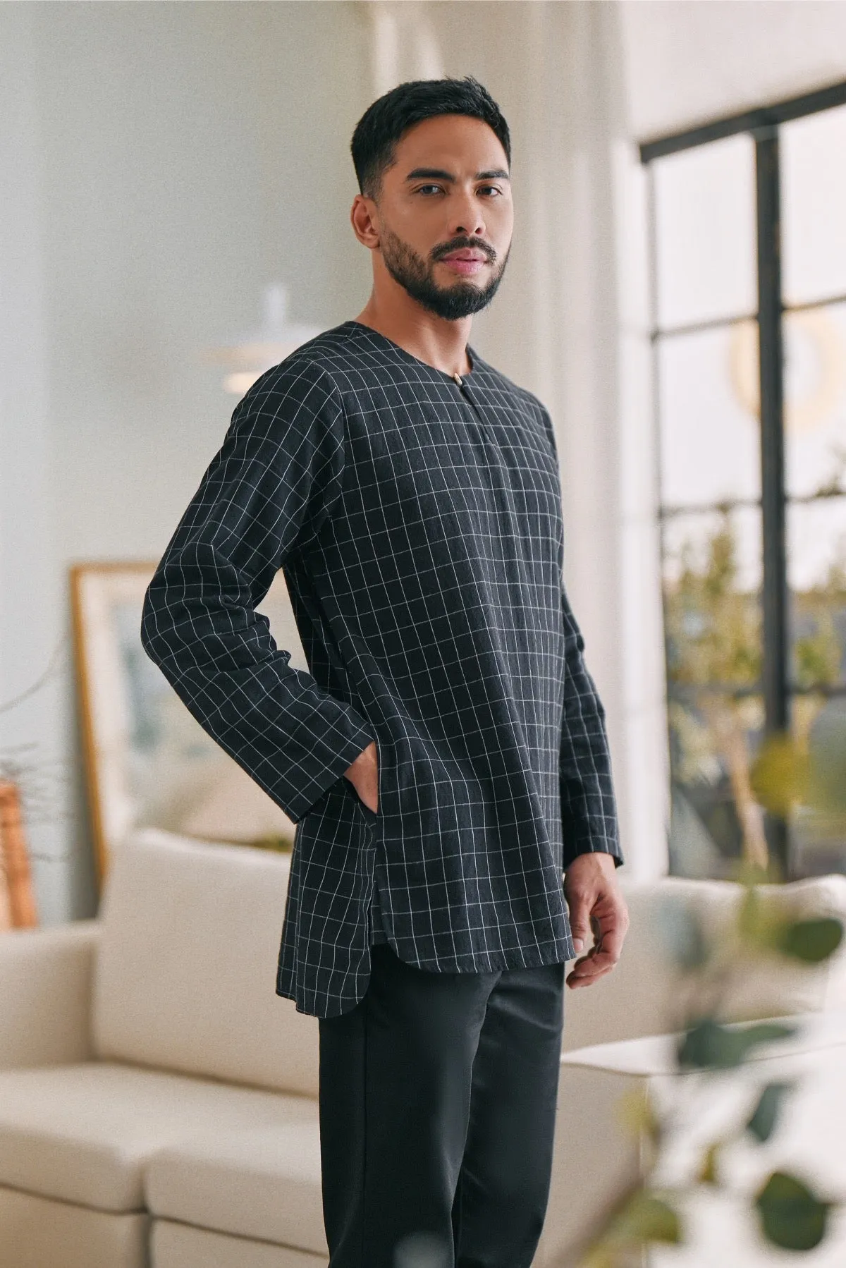 The Caya Men Kurta - Good Black Checked