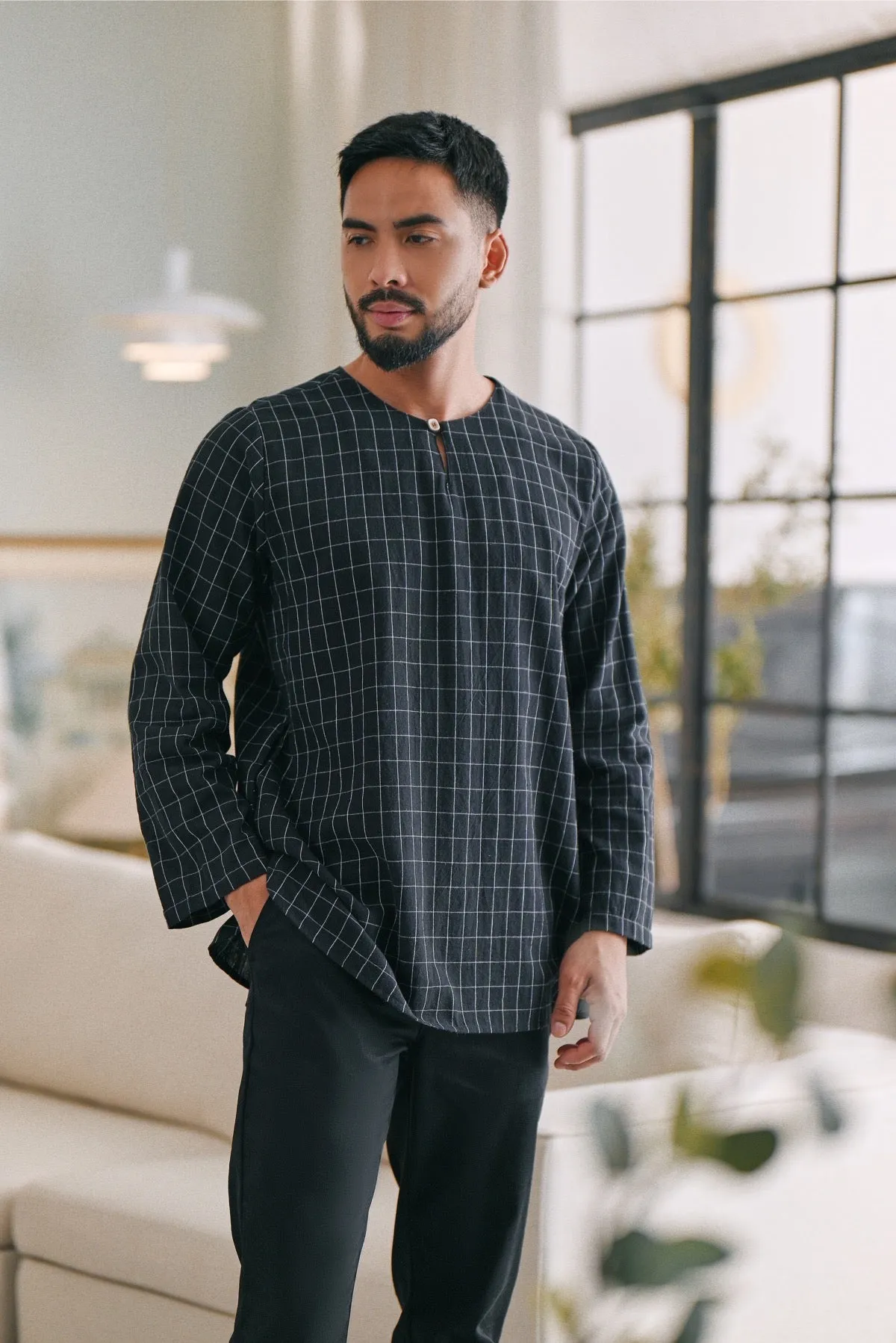 The Caya Men Kurta - Good Black Checked