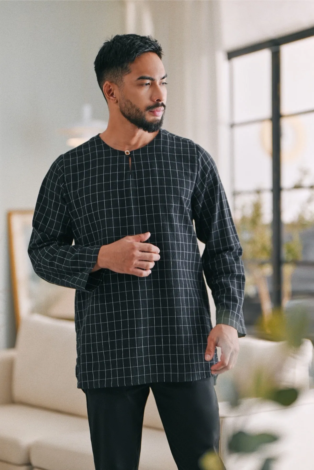 The Caya Men Kurta - Good Black Checked