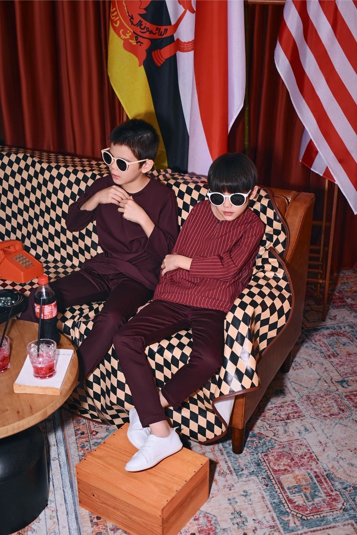 The Congkak Kurta - Maroon Stripe