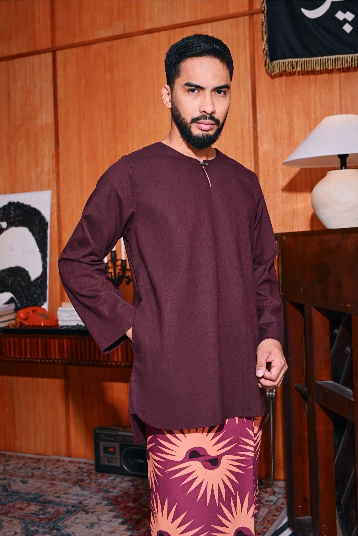 The Congkak Men Kurta - Mangosteen