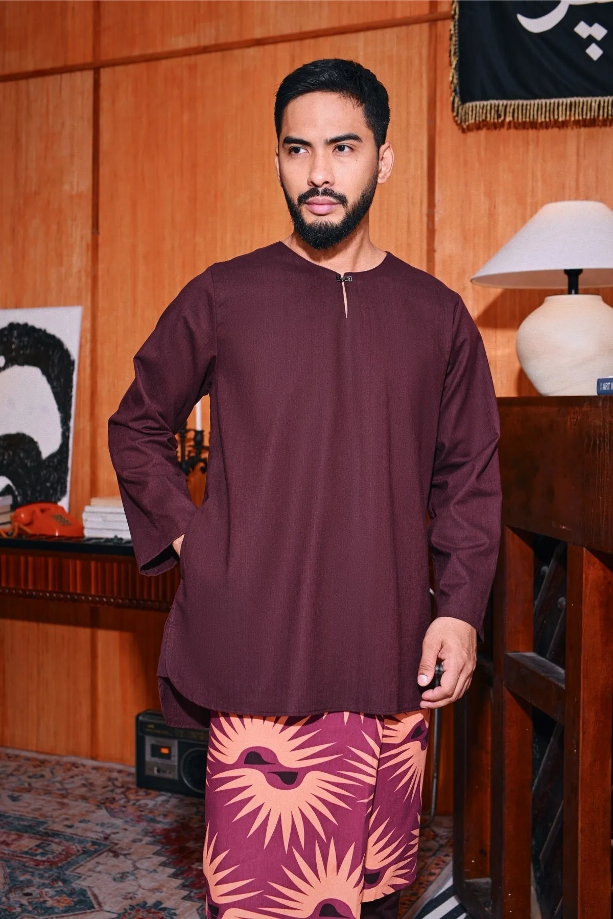 The Congkak Men Kurta - Mangosteen