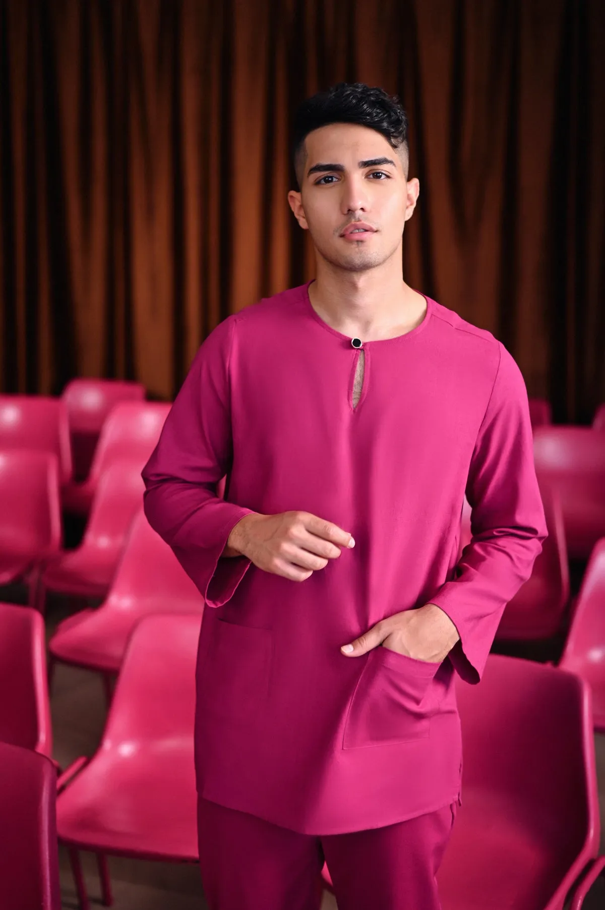 The Dulu Kita Men Kurta - Fuchsia