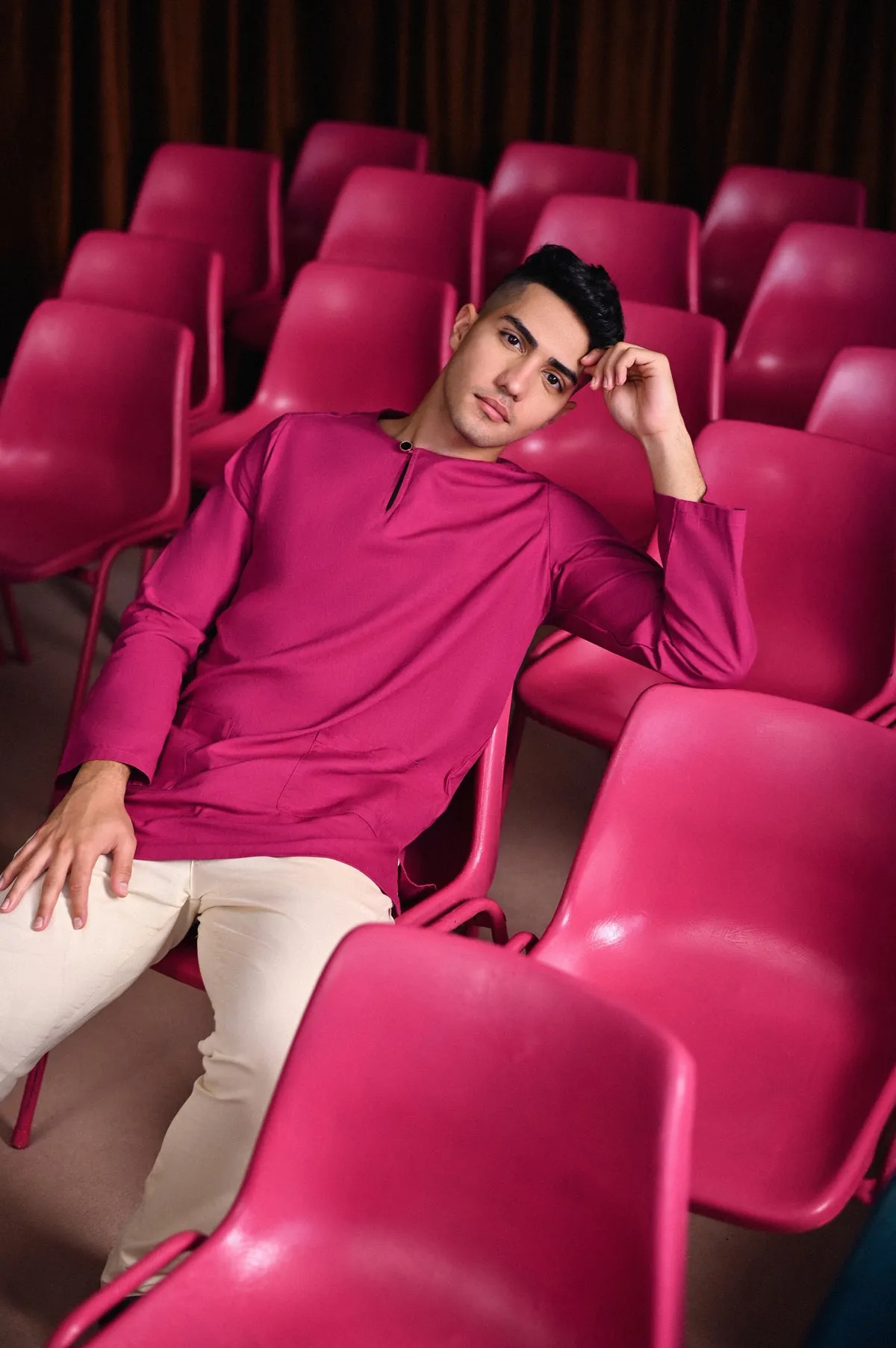 The Dulu Kita Men Kurta - Fuchsia
