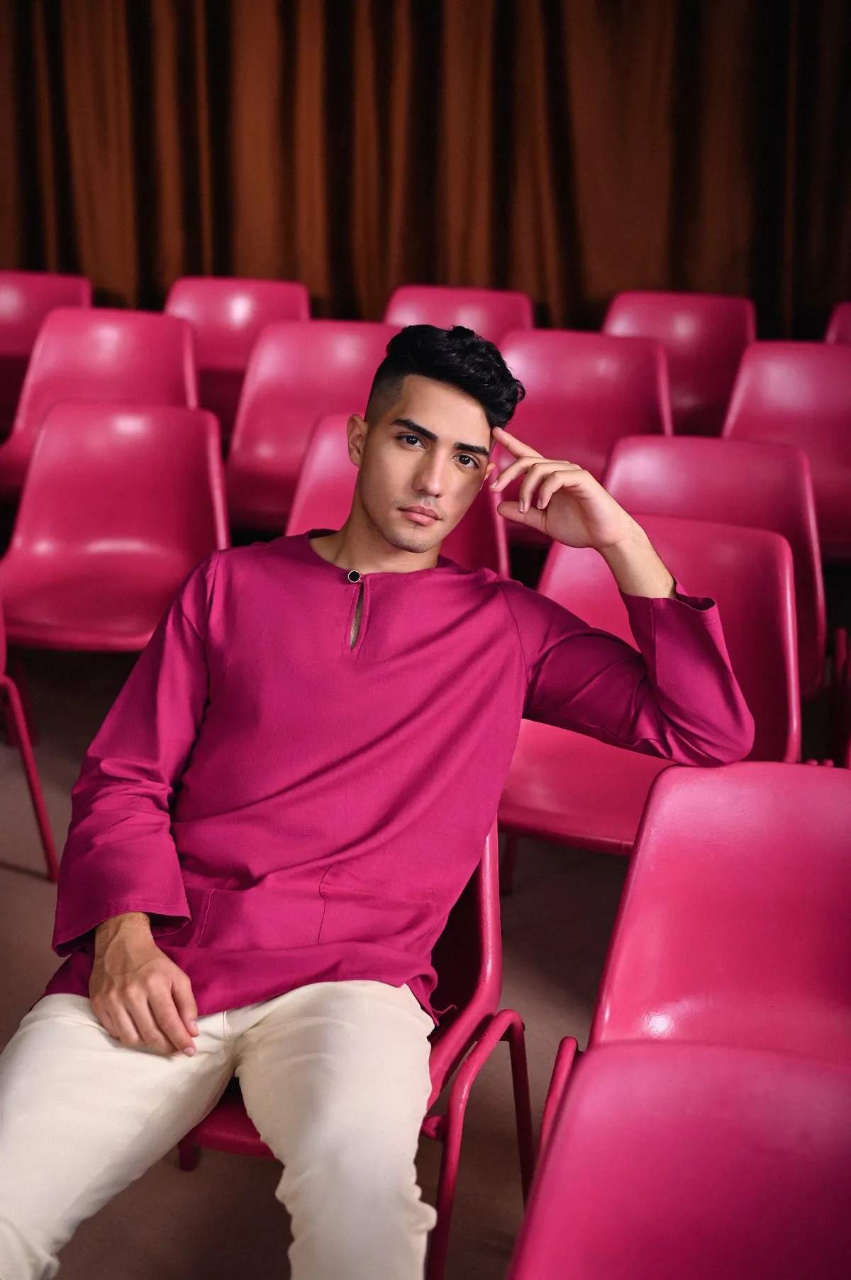 The Dulu Kita Men Kurta - Fuchsia