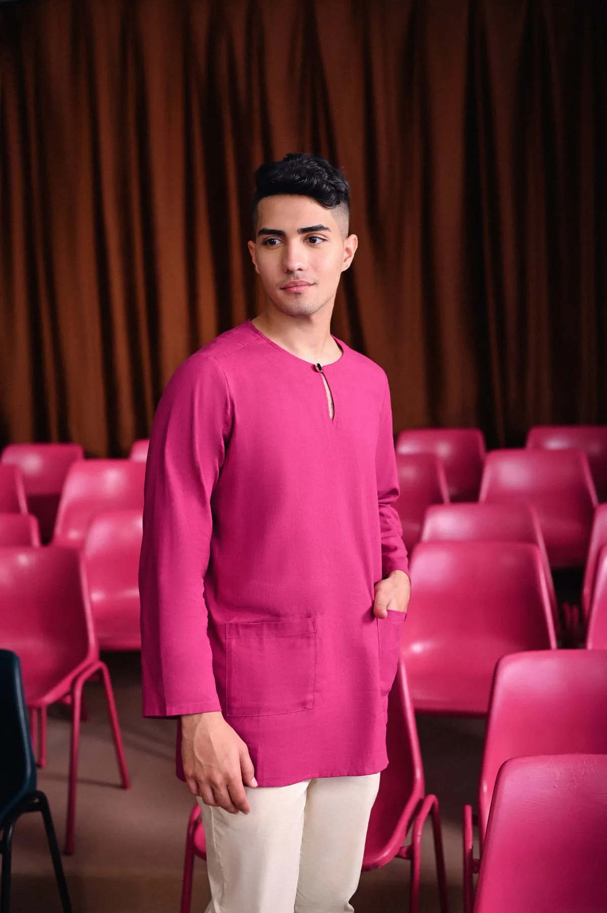 The Dulu Kita Men Kurta - Fuchsia