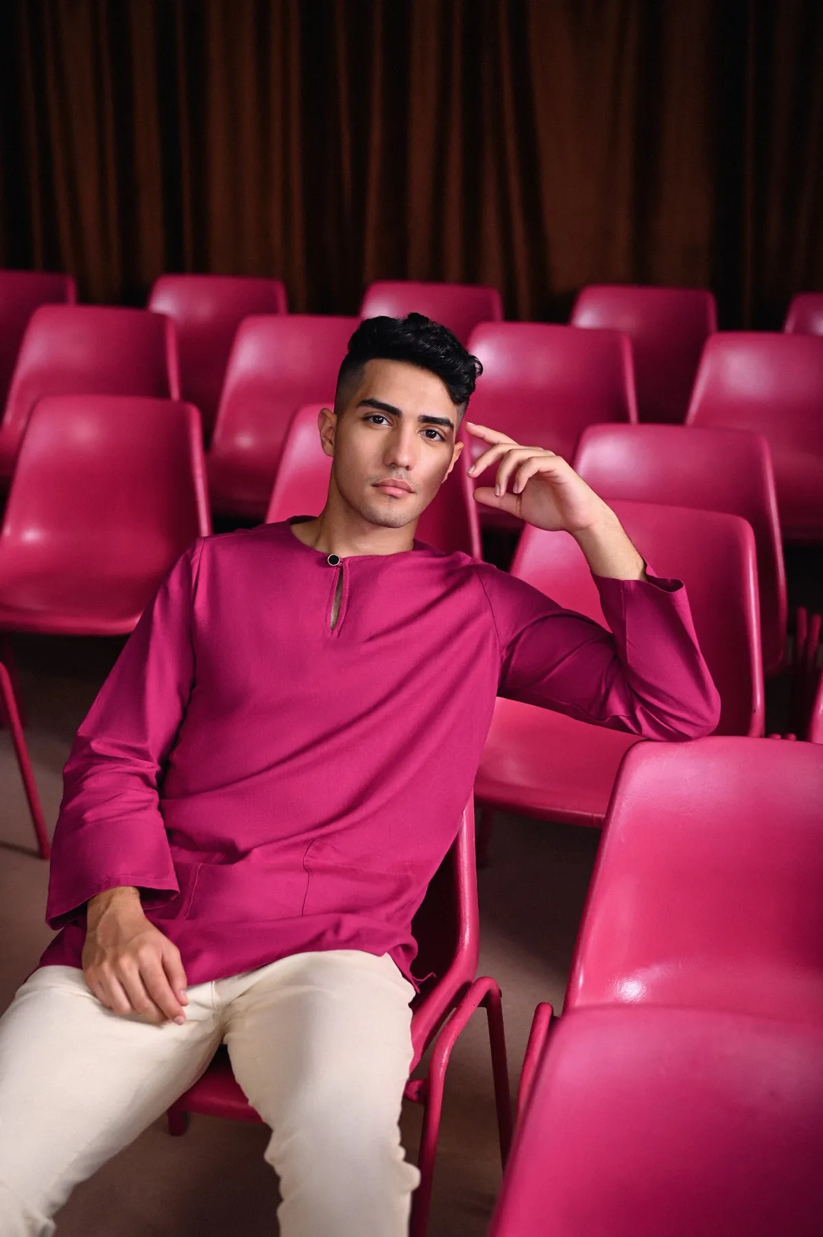 The Dulu Kita Men Kurta - Fuchsia