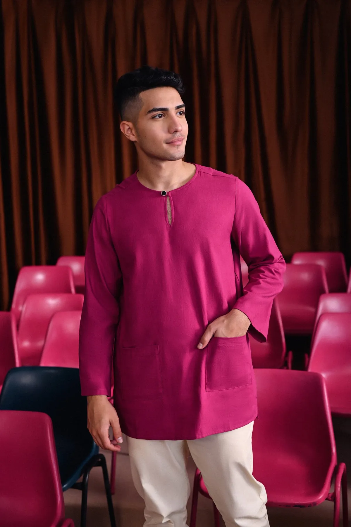 The Dulu Kita Men Kurta - Fuchsia