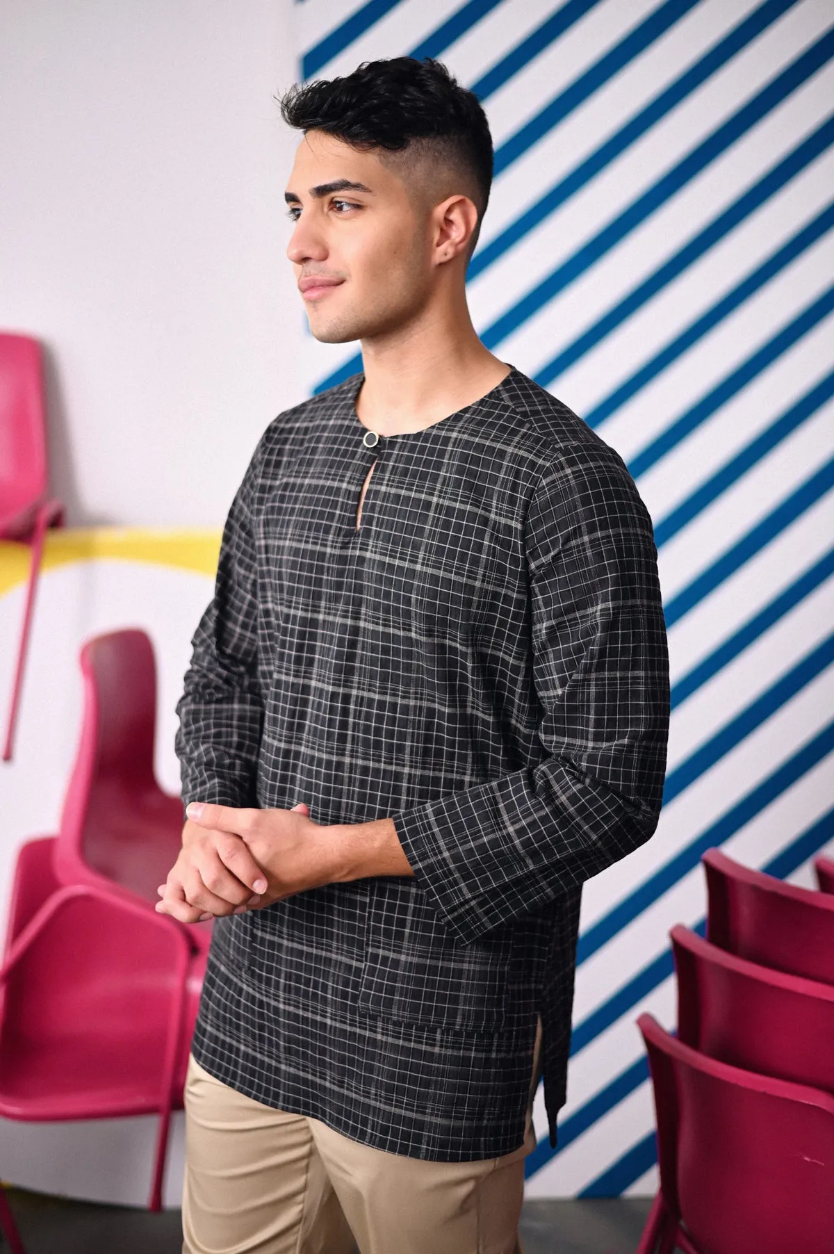 The Dulu Kita Men Kurta - Kita Black Checked