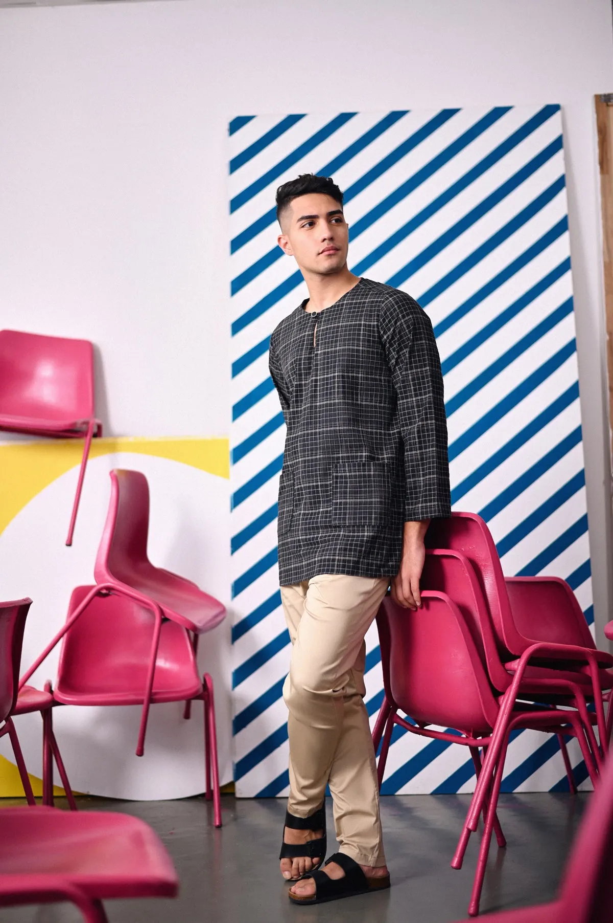 The Dulu Kita Men Kurta - Kita Black Checked