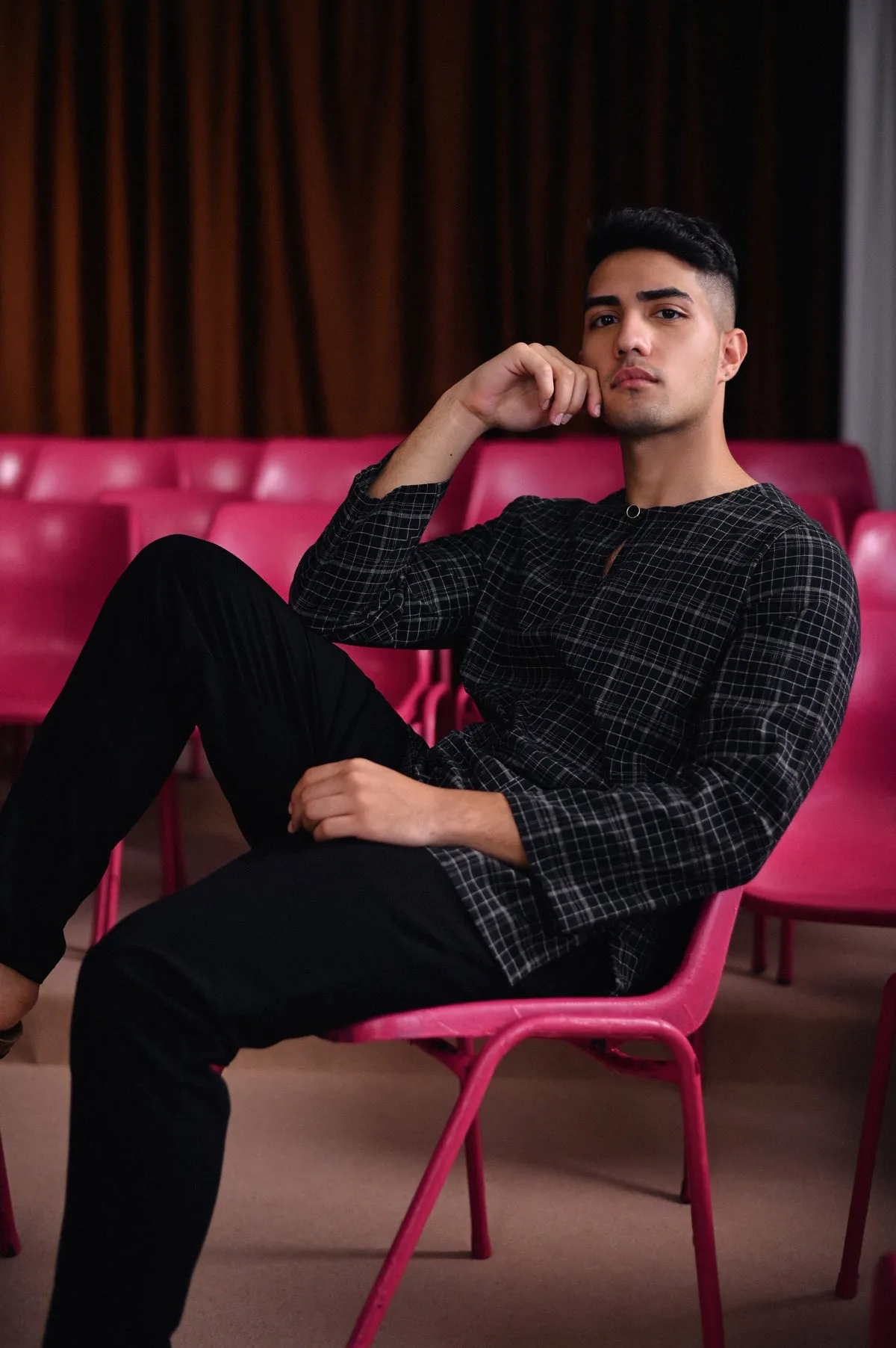 The Dulu Kita Men Kurta - Kita Black Checked