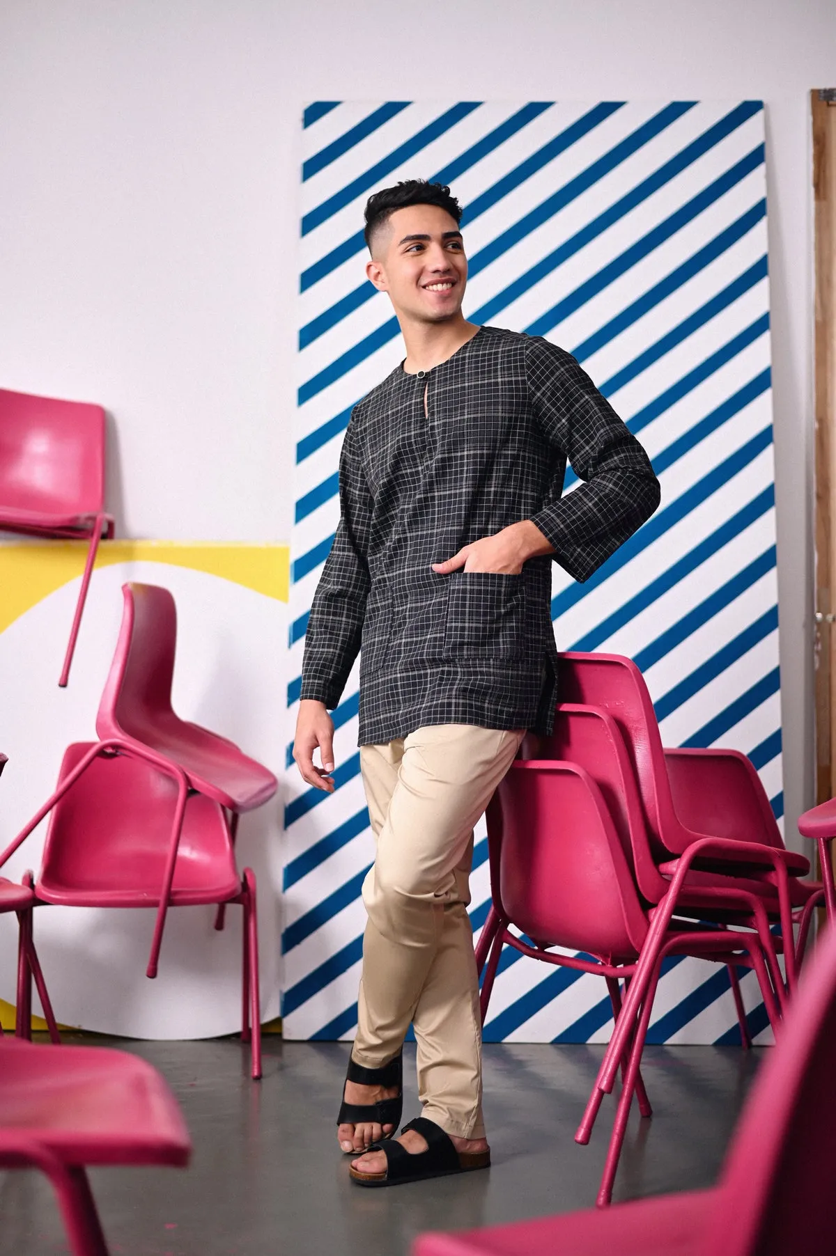 The Dulu Kita Men Kurta - Kita Black Checked