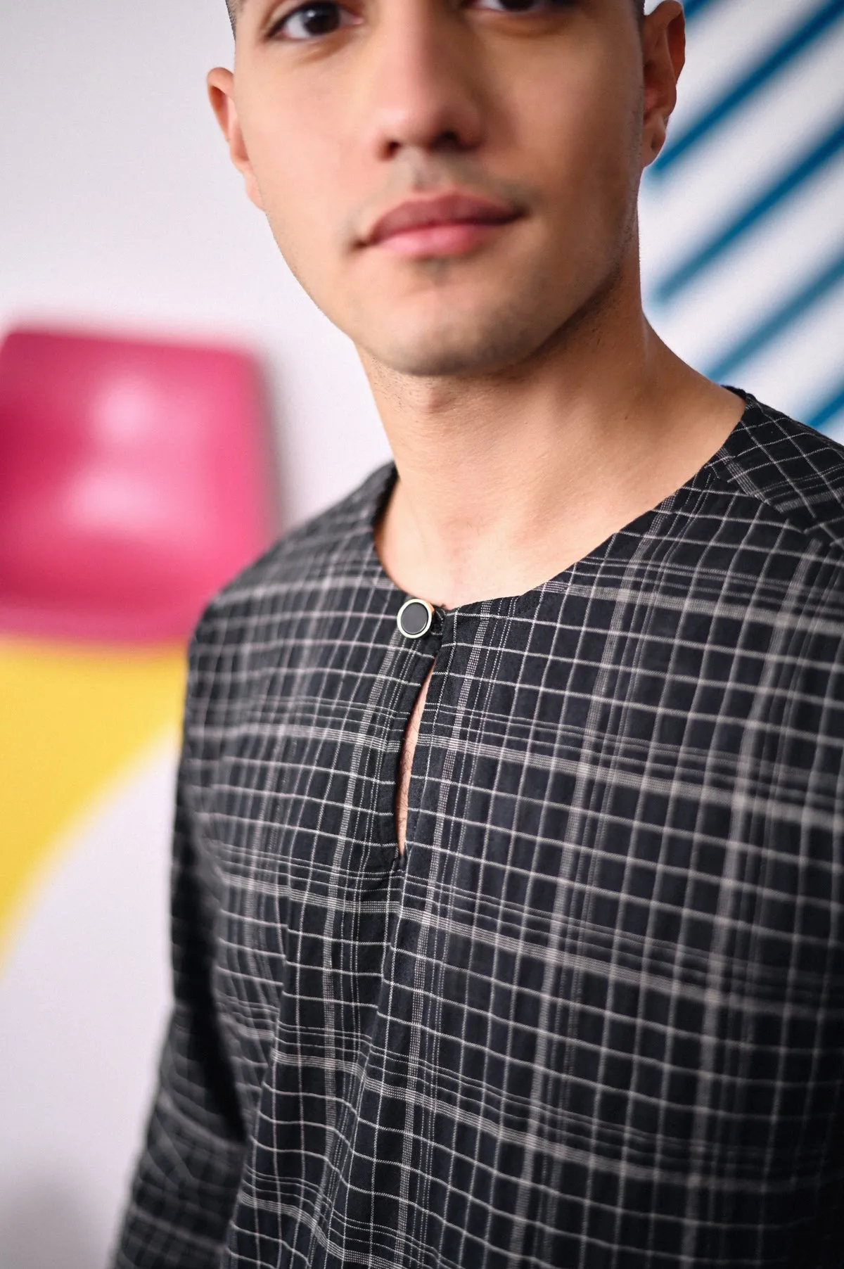 The Dulu Kita Men Kurta - Kita Black Checked