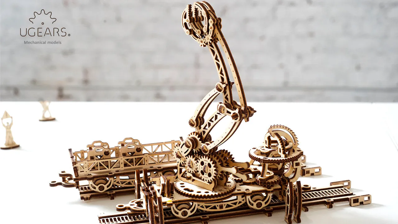 Ugears Mechanical Town Series - Rail Manipulator ★Mechanical 3D Puzzle Kit Model Toys Gift Present Birthday Xmas Christmas Kids Adults
