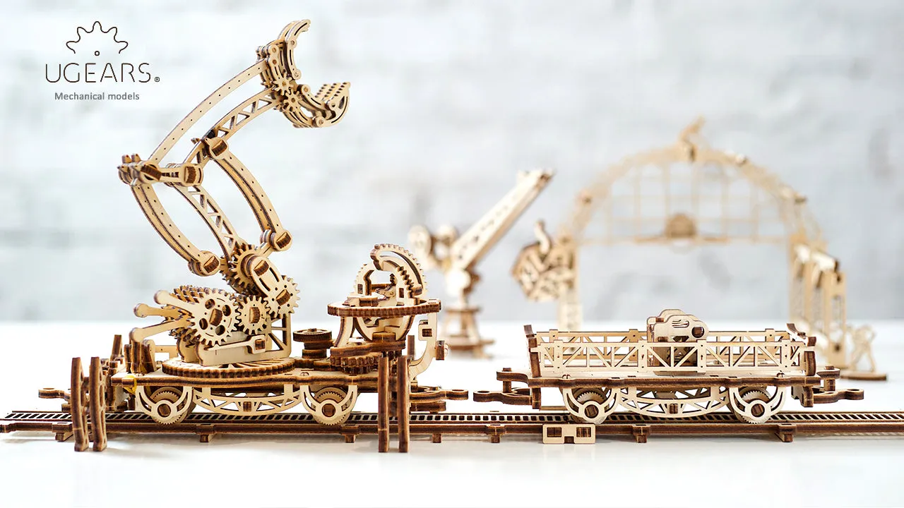 Ugears Mechanical Town Series - Rail Manipulator ★Mechanical 3D Puzzle Kit Model Toys Gift Present Birthday Xmas Christmas Kids Adults