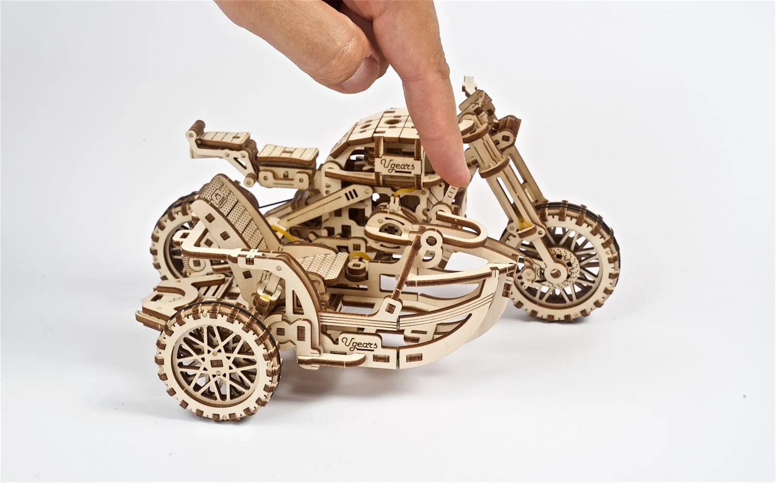 Ugears Scrambler Ugr-10 Motor Bike With Sidecar ★Mechanical 3D Puzzle Kit Model Toys Gift Present Birthday Xmas Christmas Kids Adults