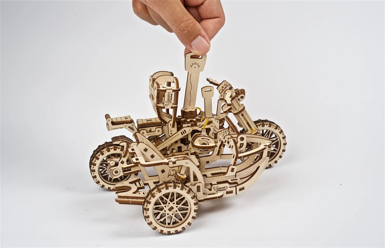 Ugears Scrambler Ugr-10 Motor Bike With Sidecar ★Mechanical 3D Puzzle Kit Model Toys Gift Present Birthday Xmas Christmas Kids Adults