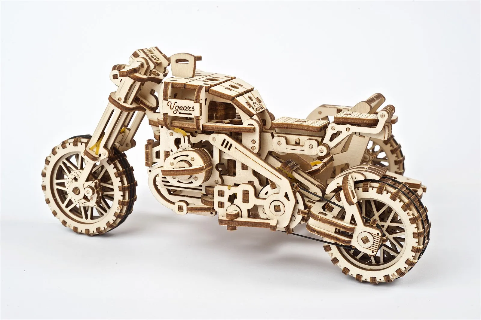 Ugears Scrambler Ugr-10 Motor Bike With Sidecar ★Mechanical 3D Puzzle Kit Model Toys Gift Present Birthday Xmas Christmas Kids Adults