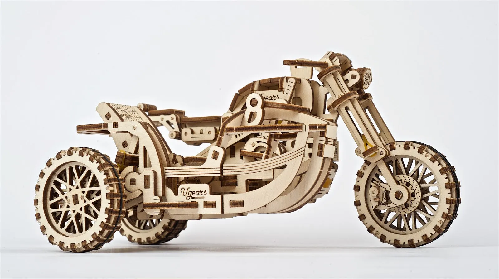 Ugears Scrambler Ugr-10 Motor Bike With Sidecar ★Mechanical 3D Puzzle Kit Model Toys Gift Present Birthday Xmas Christmas Kids Adults
