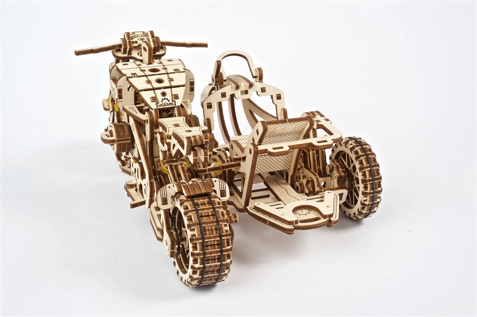 Ugears Scrambler Ugr-10 Motor Bike With Sidecar ★Mechanical 3D Puzzle Kit Model Toys Gift Present Birthday Xmas Christmas Kids Adults