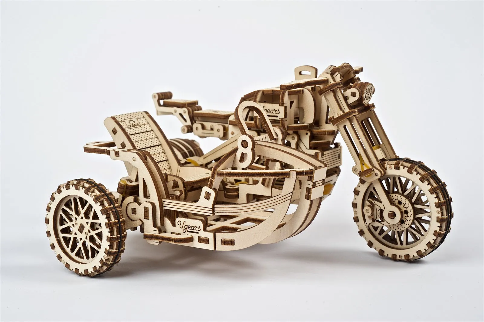 Ugears Scrambler Ugr-10 Motor Bike With Sidecar ★Mechanical 3D Puzzle Kit Model Toys Gift Present Birthday Xmas Christmas Kids Adults