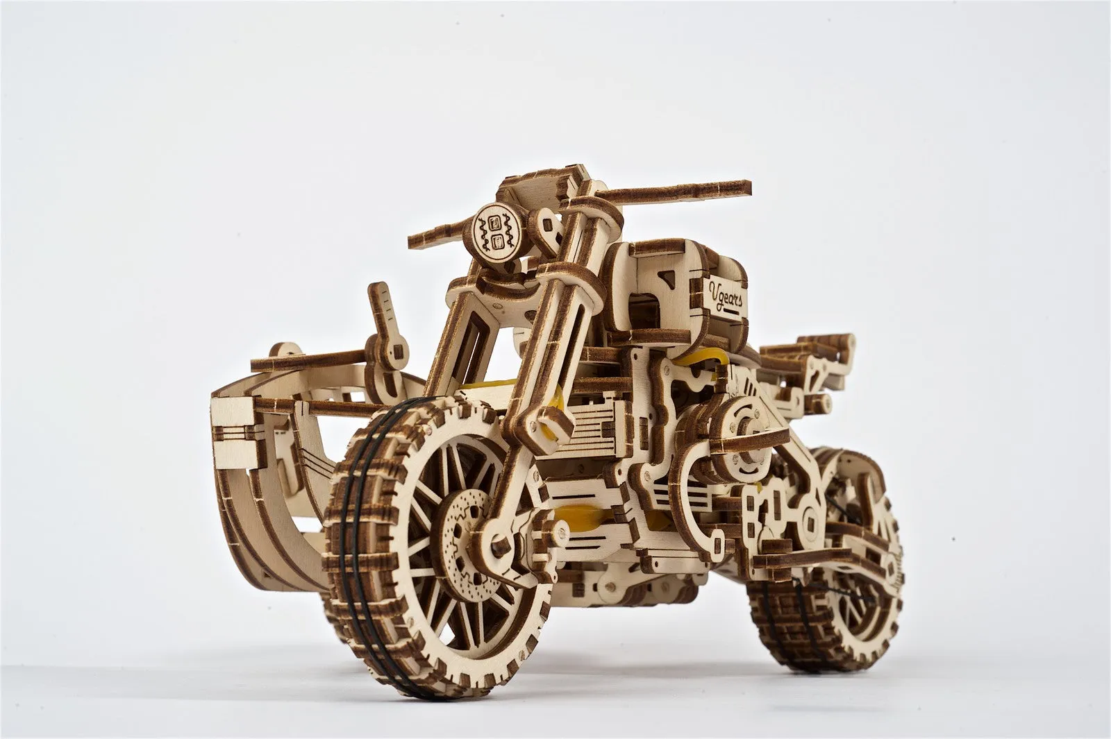 Ugears Scrambler Ugr-10 Motor Bike With Sidecar ★Mechanical 3D Puzzle Kit Model Toys Gift Present Birthday Xmas Christmas Kids Adults