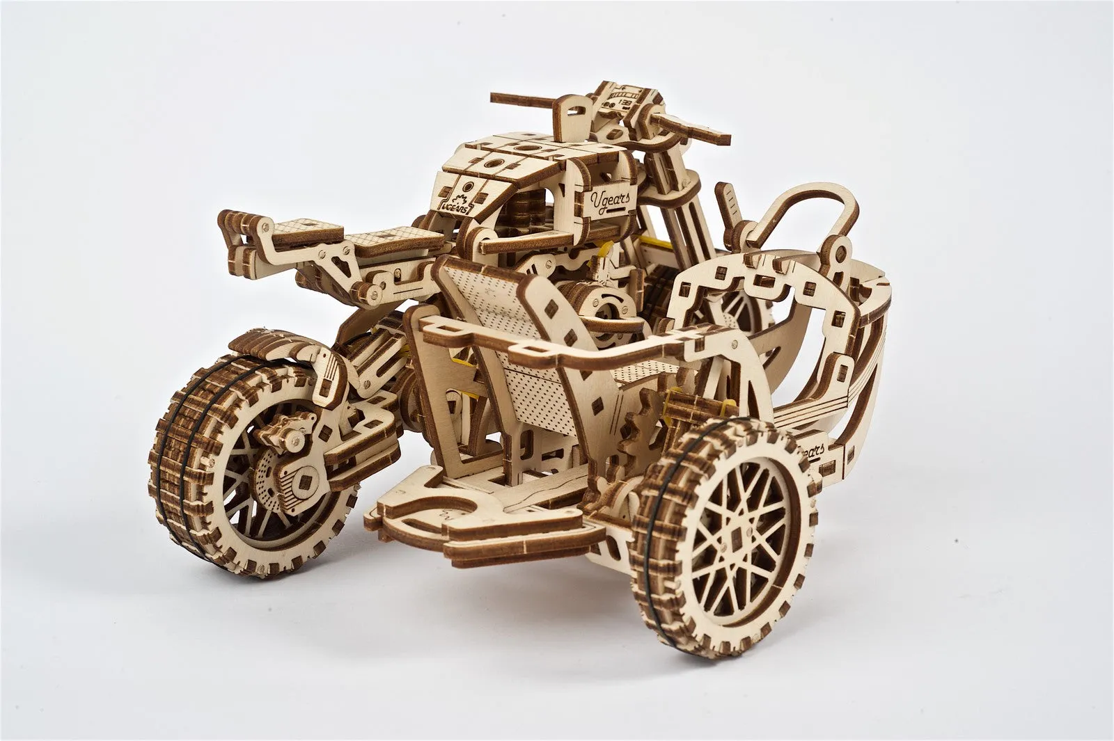 Ugears Scrambler Ugr-10 Motor Bike With Sidecar ★Mechanical 3D Puzzle Kit Model Toys Gift Present Birthday Xmas Christmas Kids Adults