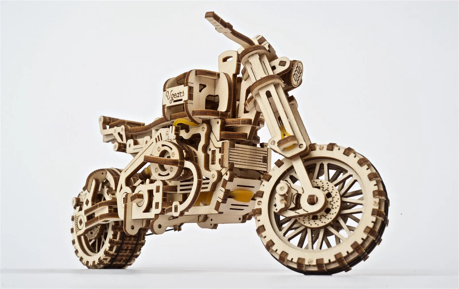 Ugears Scrambler Ugr-10 Motor Bike With Sidecar ★Mechanical 3D Puzzle Kit Model Toys Gift Present Birthday Xmas Christmas Kids Adults