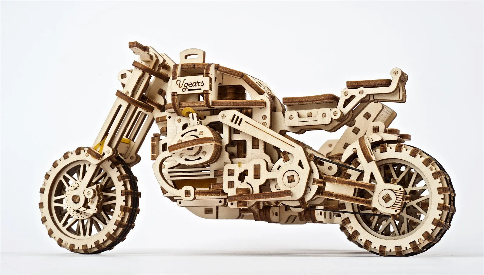 Ugears Scrambler Ugr-10 Motor Bike With Sidecar ★Mechanical 3D Puzzle Kit Model Toys Gift Present Birthday Xmas Christmas Kids Adults