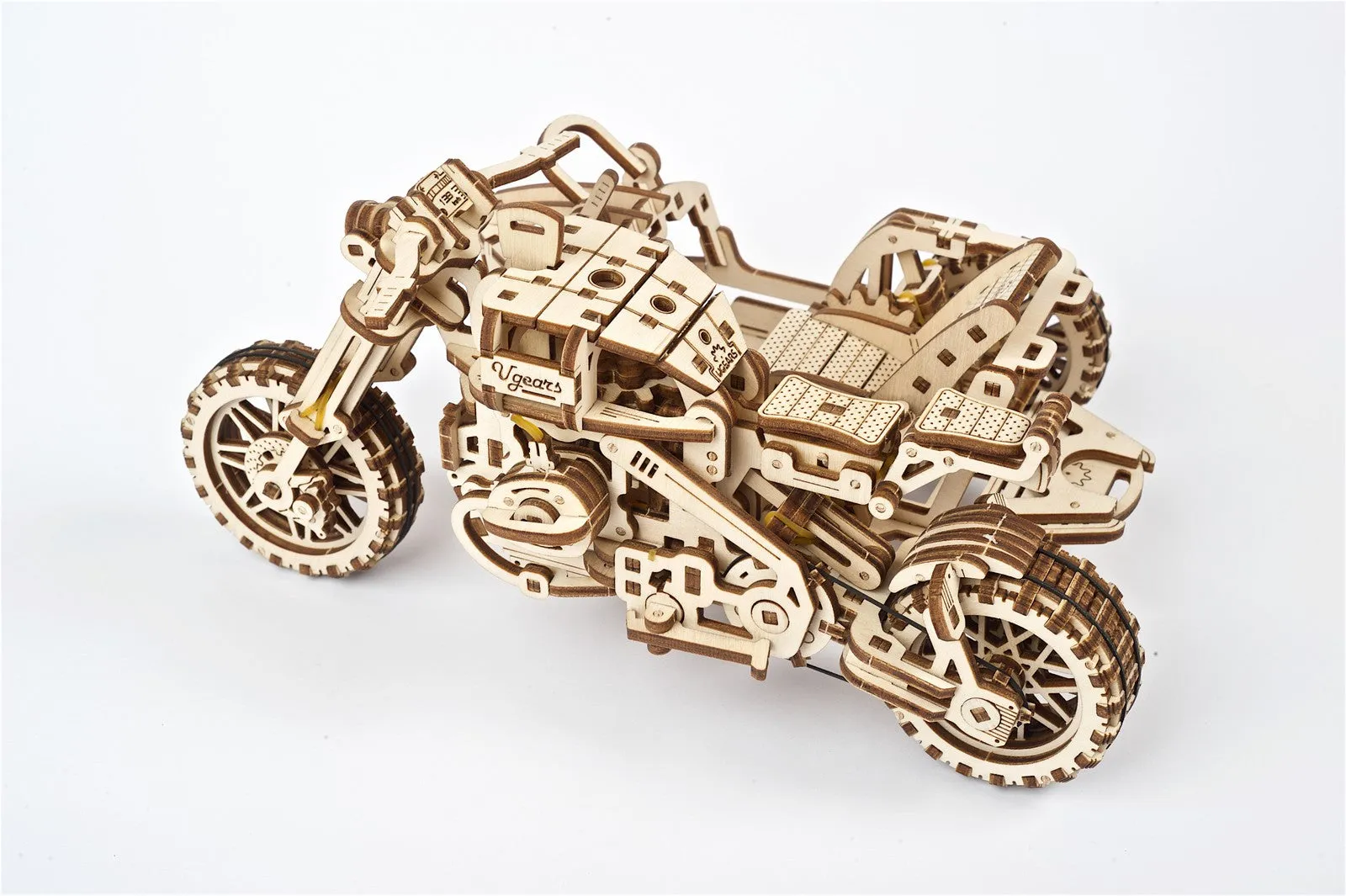 Ugears Scrambler Ugr-10 Motor Bike With Sidecar ★Mechanical 3D Puzzle Kit Model Toys Gift Present Birthday Xmas Christmas Kids Adults