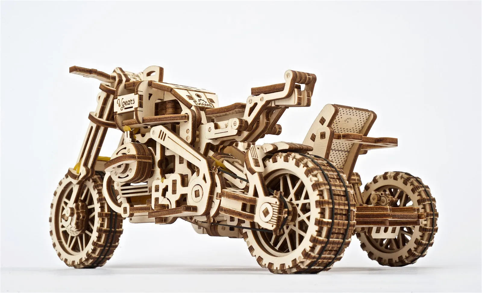 Ugears Scrambler Ugr-10 Motor Bike With Sidecar ★Mechanical 3D Puzzle Kit Model Toys Gift Present Birthday Xmas Christmas Kids Adults