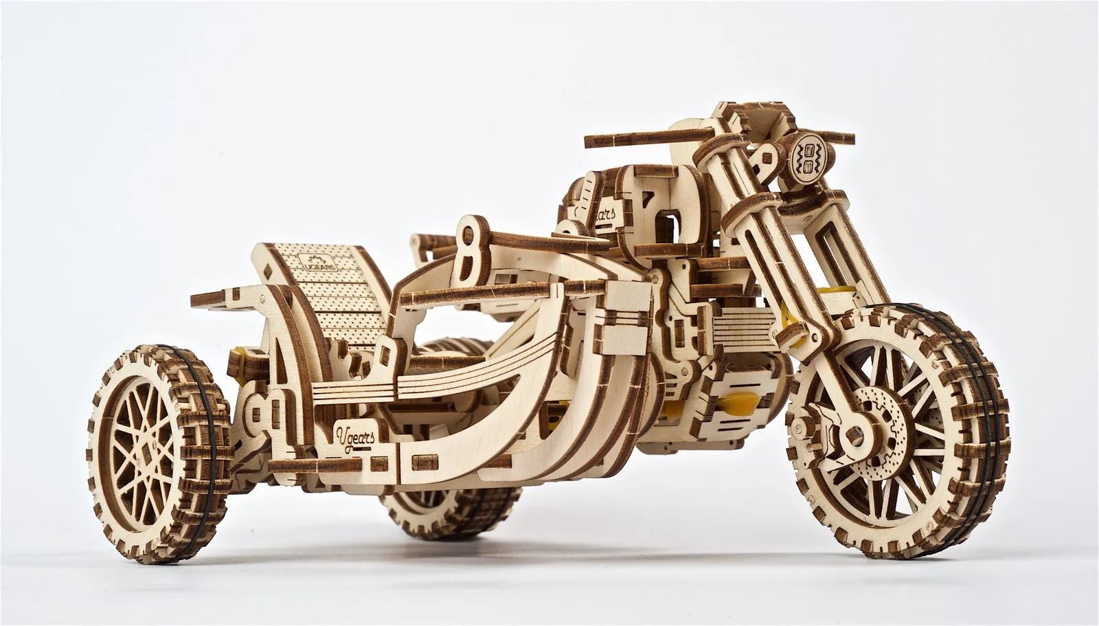 Ugears Scrambler Ugr-10 Motor Bike With Sidecar ★Mechanical 3D Puzzle Kit Model Toys Gift Present Birthday Xmas Christmas Kids Adults