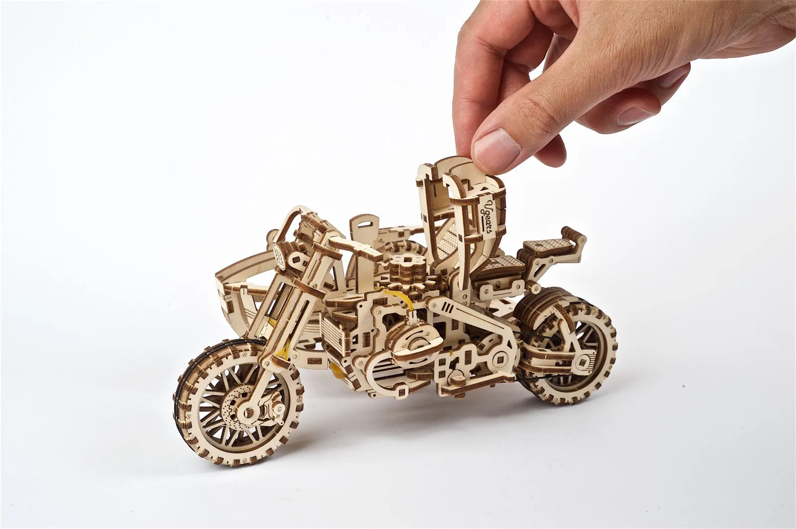 Ugears Scrambler Ugr-10 Motor Bike With Sidecar ★Mechanical 3D Puzzle Kit Model Toys Gift Present Birthday Xmas Christmas Kids Adults