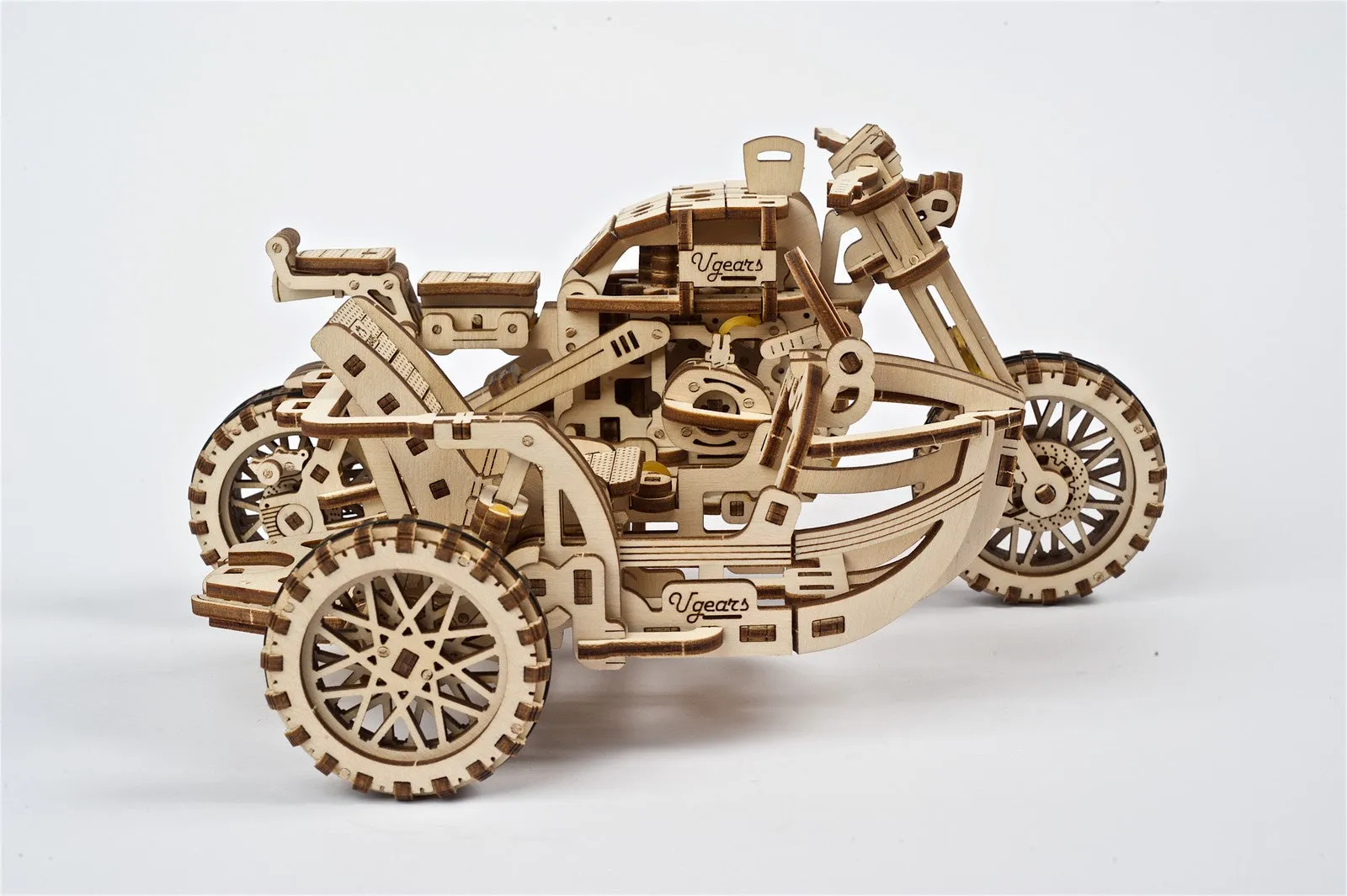 Ugears Scrambler Ugr-10 Motor Bike With Sidecar ★Mechanical 3D Puzzle Kit Model Toys Gift Present Birthday Xmas Christmas Kids Adults