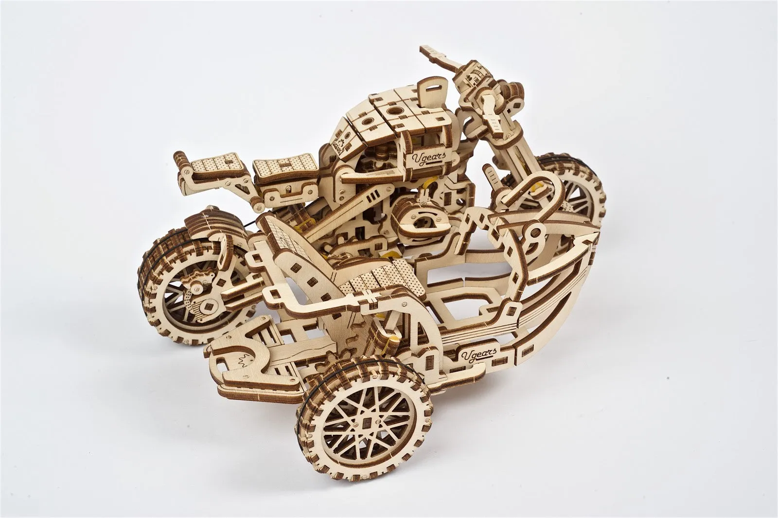 Ugears Scrambler Ugr-10 Motor Bike With Sidecar ★Mechanical 3D Puzzle Kit Model Toys Gift Present Birthday Xmas Christmas Kids Adults