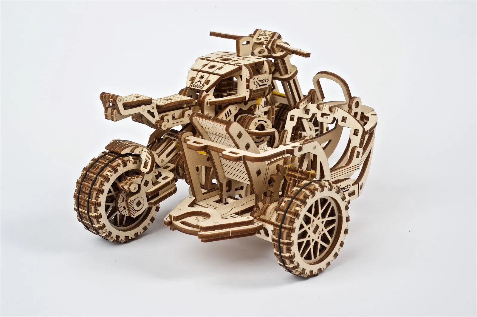 Ugears Scrambler Ugr-10 Motor Bike With Sidecar ★Mechanical 3D Puzzle Kit Model Toys Gift Present Birthday Xmas Christmas Kids Adults