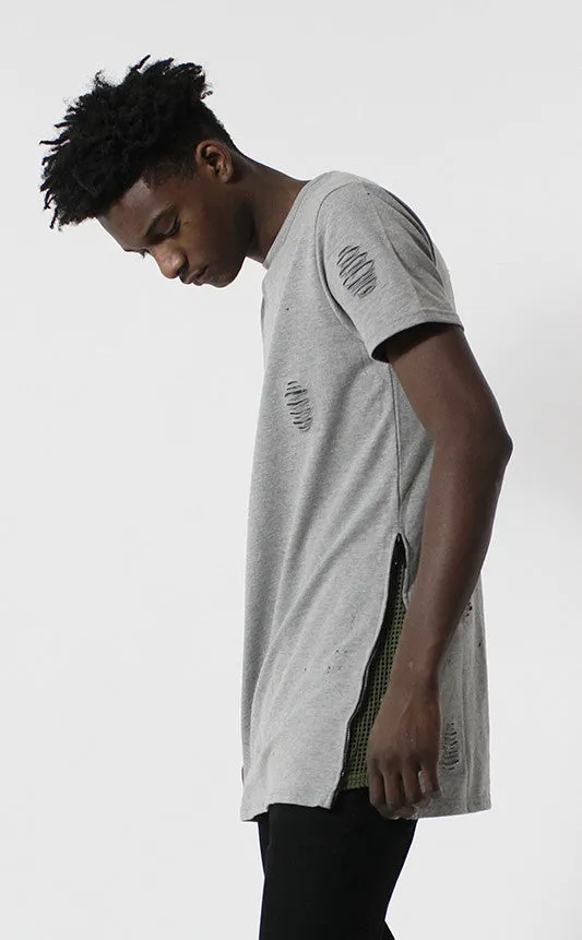 Unknown Requiem Rip & Distressed Gray French Terry Tee
