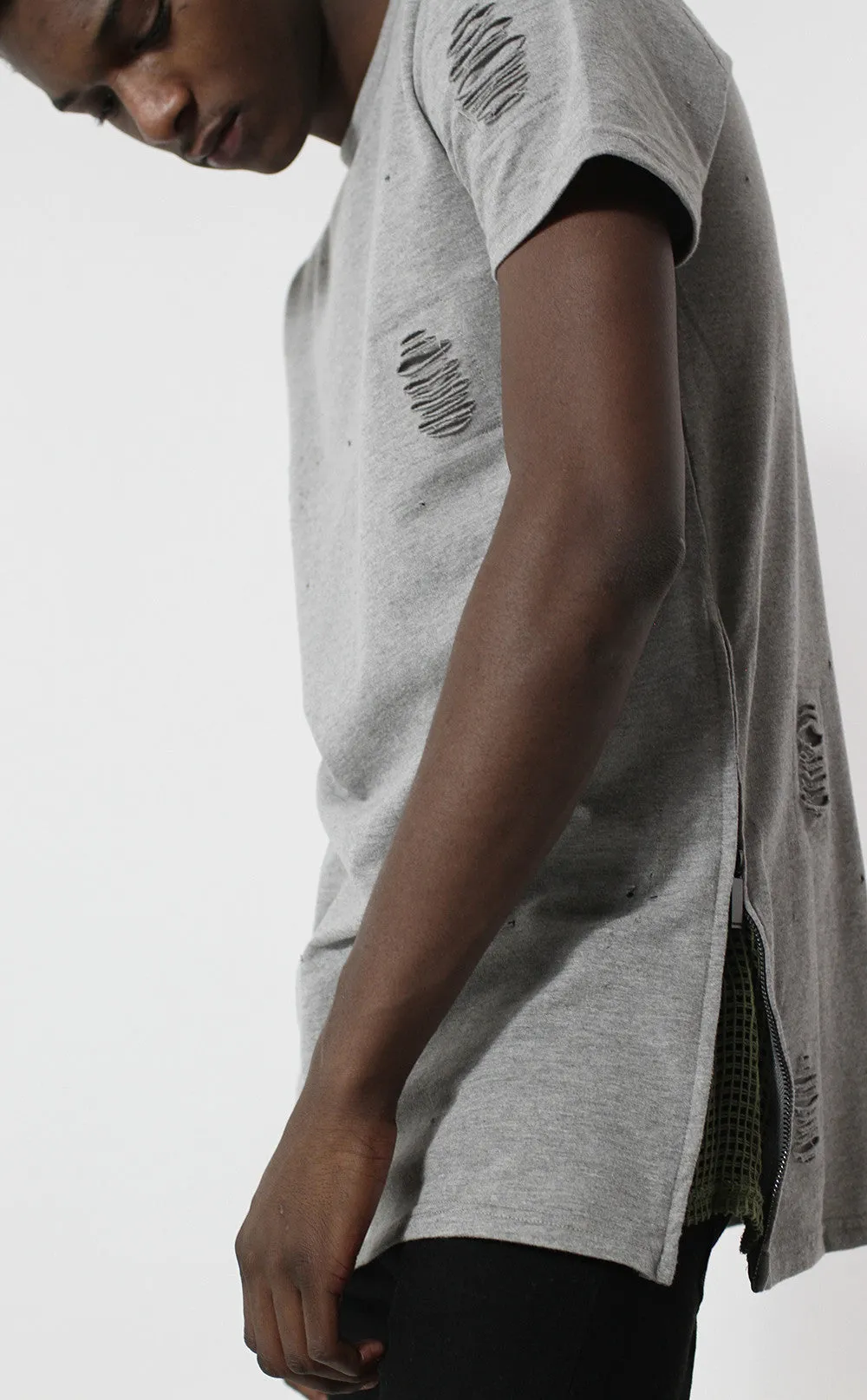 Unknown Requiem Rip & Distressed Gray French Terry Tee