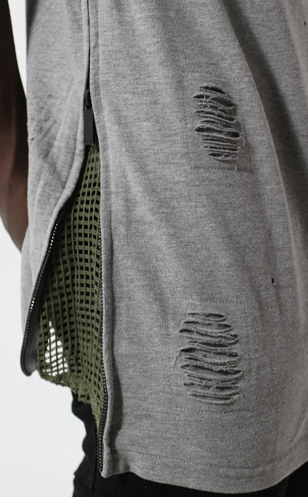 Unknown Requiem Rip & Distressed Gray French Terry Tee