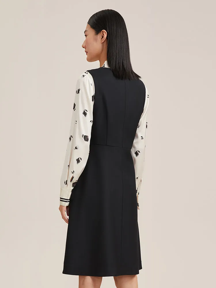 Woolen And Silk Patchwork Mini Dress