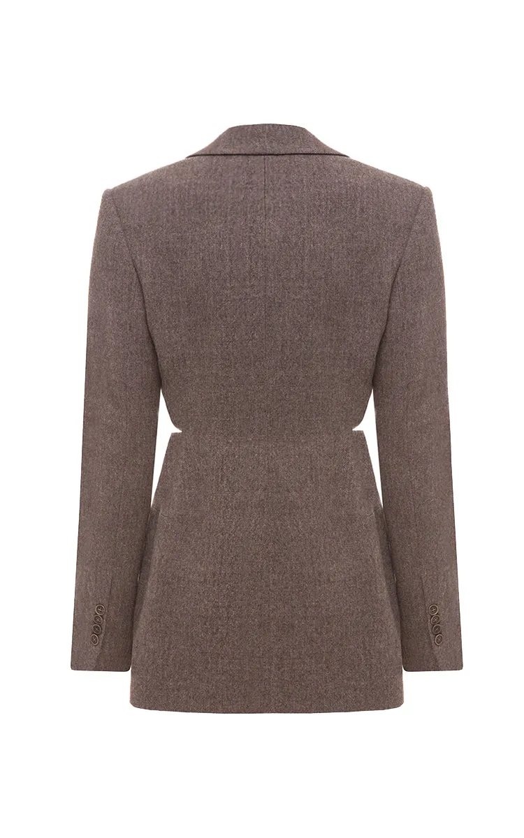 Woolen jacket with lacing